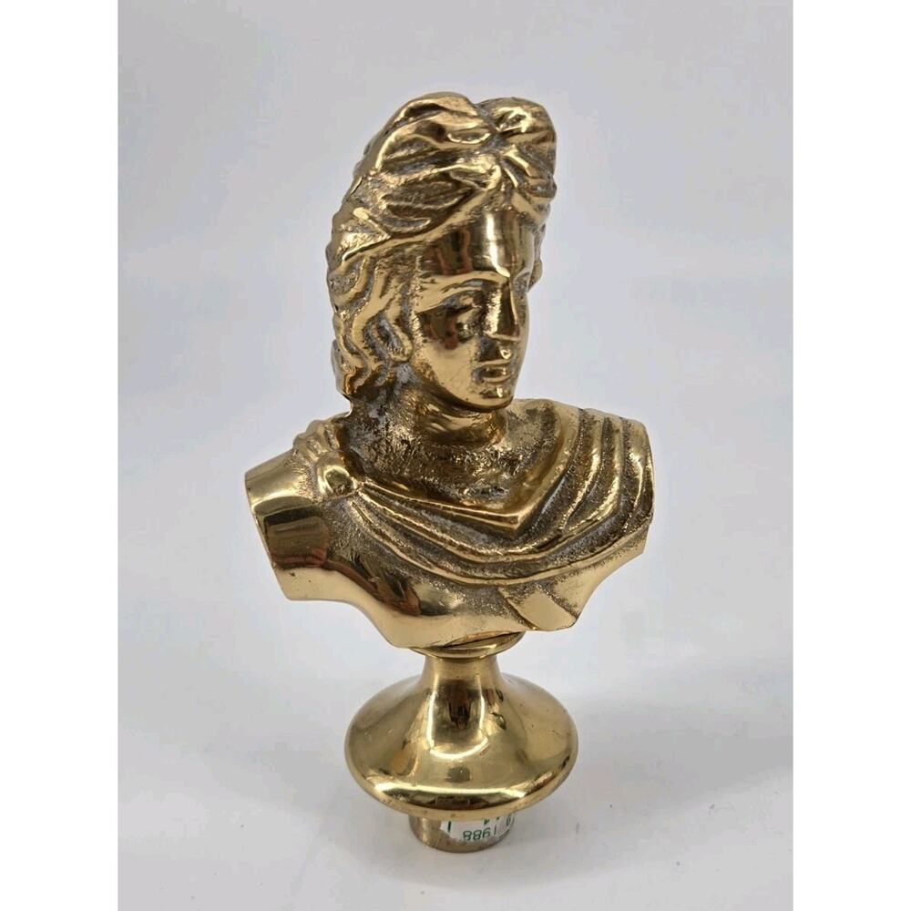 Vintage Brass Bust Apollo Candelabra Finial Candle Holder Topper Gold Tone